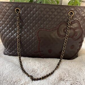 Hello Kitty Dark Brown Quilted Tote